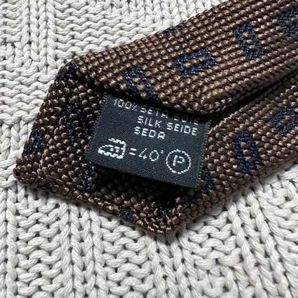 Ermenegildo Zegna gold bronze geometric print textured silk tie - Picture 4 of 6